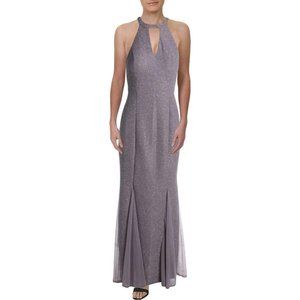 NW Nightway Taupe Glitter Halter Neck Evening